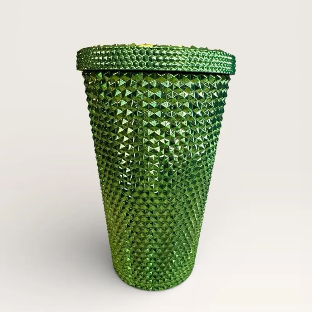 New STARBUCKS  2023 Holiday Metallic Green Studded Cold Cup Tumbler 16 oz